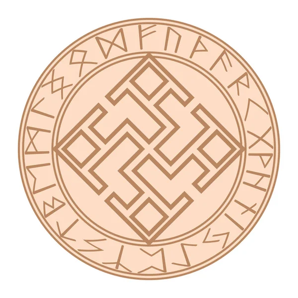 Spiritual Strength Ancient Slavic Symbol Decorated Scandinavian Patterns Beige Fashion — Stock Vector