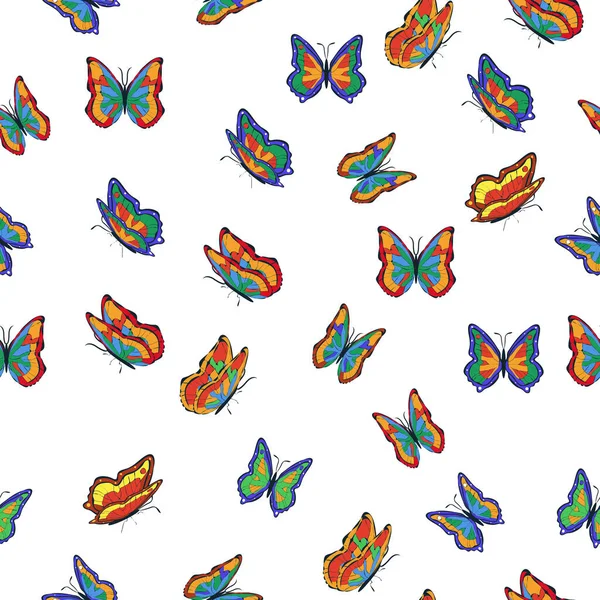 Papillons Multicolores Lumineux Motif Sans Couture Fond Écran Fond Fête — Image vectorielle