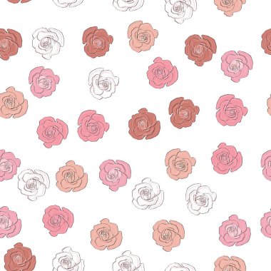 Kusursuz desenli gül ve şakayık çiçekleri. Konfeti, kozmetik, düğün, güzel çiçek arkaplanı..