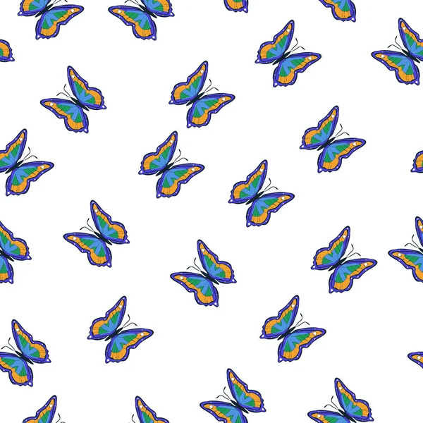Heldere Veelkleurige Vlinders Naadloos Patroon Behang Achtergrond Kinderfeestje Ambachtelijk Papier — Stockvector