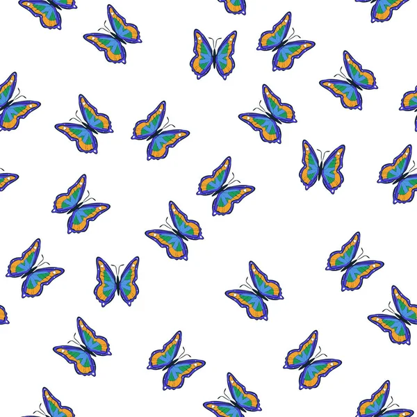 Helle Bunte Schmetterlinge Nahtloses Muster Tapete Hintergrund Kinderparty Bastelpapier Scrapbooking — Stockvektor