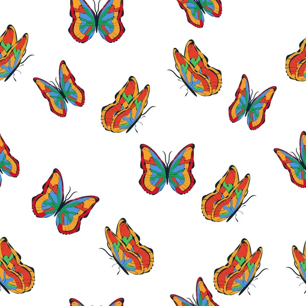 Papillons Multicolores Lumineux Motif Sans Couture Fond Écran Fond Fête — Image vectorielle