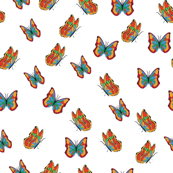 Яркие Разноцветные Бабочки Бесшовные Узоры Обои Фон Детская Вечеринка Бумага — стоковый вектор