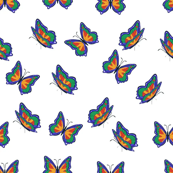 stock vector Bright multicolored butterflies seamless pattern. Wallpaper, background, children party, craft paper, scrapbooking