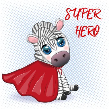 Kırmızı ceketli çizgili zebra. Süper kahraman çocuk karakteri.