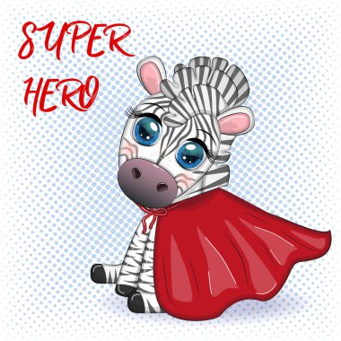 Kırmızı ceketli çizgili zebra. Süper kahraman çocuk karakteri.
