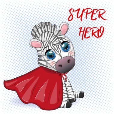 Kırmızı ceketli çizgili zebra. Süper kahraman çocuk karakteri.