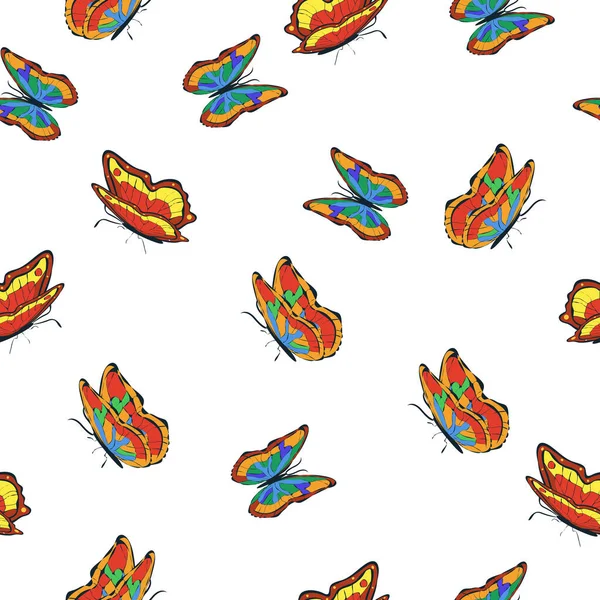 Luminose Farfalle Multicolore Modello Senza Soluzione Continuità Carta Parati Sfondo — Vettoriale Stock