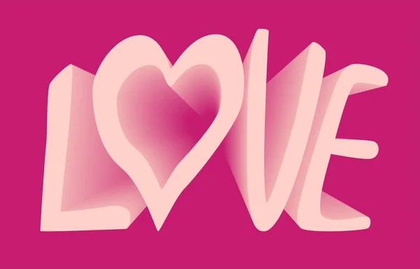 Amor Efeito Texto Modelo Cartão Valentine Letras Volumétricas — Vetor de Stock