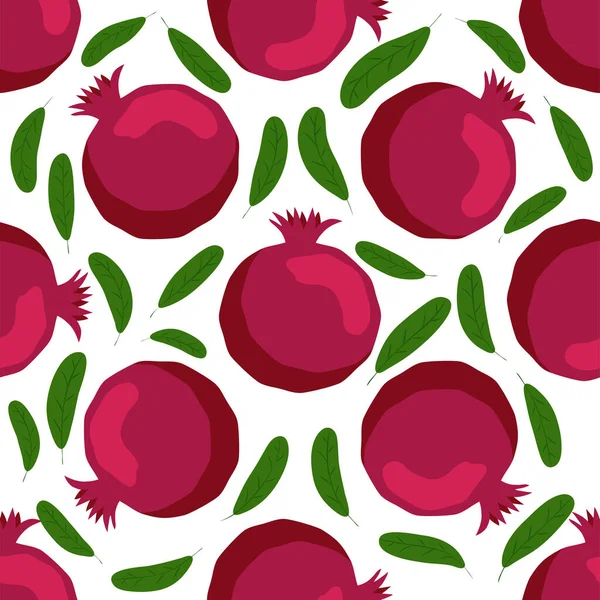 Seamless Pattern Pomegranates Fruits Decorative Patterns Pomegranate Fruit Elegant Template — Stock Vector