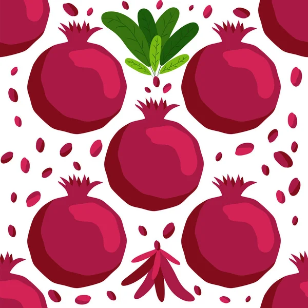 Χωρίς Ραφές Μοτίβο Φρούτα Ροδιού Διακοσμητικά Σχέδια Του Ροδιού Κομψό — Διανυσματικό Αρχείο