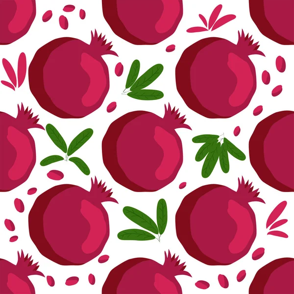 Patrón Sin Costura Con Granadas Frutas Patrones Decorativos Fruta Granada — Vector de stock