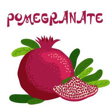 Nar aromalı meyve segmentini ayarla. Nar tohumu ve çekirdekle kesilmiş. Şekillendirilmiş sulu meyve. İyi şansın sembolü, sonsuz hayat, aşk, doğurganlık, bolluk. İsrail ve Azerbaycan 'ın sembolü