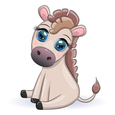 Çiçekli şirin bir eşek, balonlu, bahar temalı. Tatil için kartpostal.