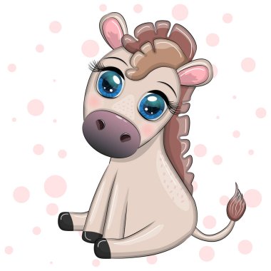 Çiçekli şirin bir eşek, balonlu, bahar temalı. Tatil için kartpostal.