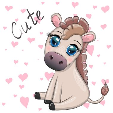 Çiçekli şirin bir eşek, balonlu, bahar temalı. Tatil için kartpostal.