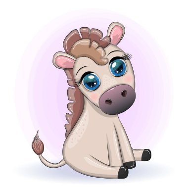 Çiçekli şirin bir eşek, balonlu, bahar temalı. Tatil için kartpostal.