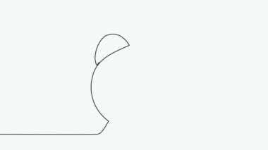 self drawing of single continuous line alarm clock. Minimalism. Full length one line animation illustration