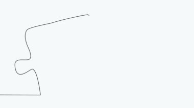 connected puzzle pieces of one continuous line drawn. Jigsaw puzzle element. 4K animation