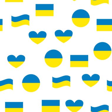 Seamless Pattern Line Ukraine Flag, National Background