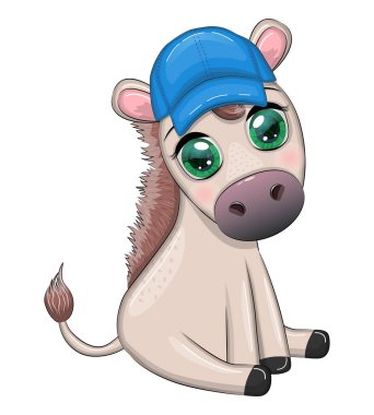 A cute donkey in a flower wreath, a hat, with a guitar, a hula dancer from Hawaii. Summer card for the festival, travel banner