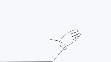 self drawing Continuous line Animation of men giving high fives gesture hands to celebrate success. Business teamwork concept