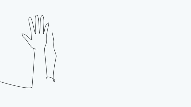 Animation Continuous Single Line Drawing Group Hands Raised Concept Voting — Stock Video