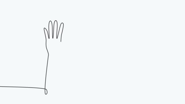 Animation Continuous Single Line Drawing Group Hands Raised Concept Voting — Wideo stockowe