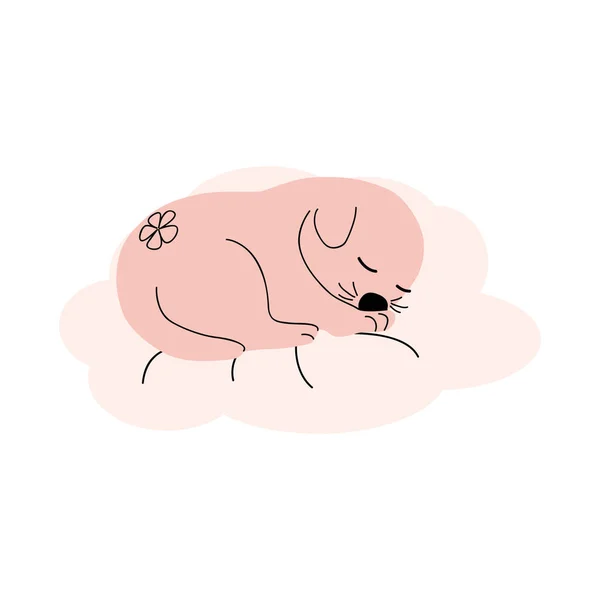Lindo Cachorro Dormido Las Nubes Colores Suaves Para Recién Nacidos — Vector de stock