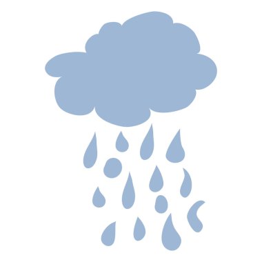 Şirin Güneş ve Yağmurlu Bulut, açık bulutlar. Çocuklar için kart ya da çocuk odası için poster. Çizgi film.