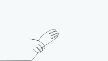 self drawing Continuous line Animation of men giving high fives gesture hands to celebrate success. Business teamwork concept