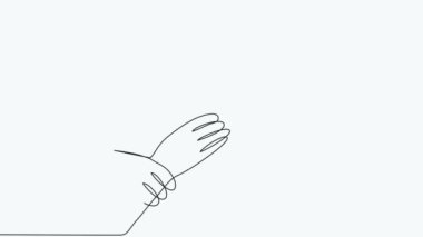 self drawing Continuous line Animation of men giving high fives gesture hands to celebrate success. Business teamwork concept
