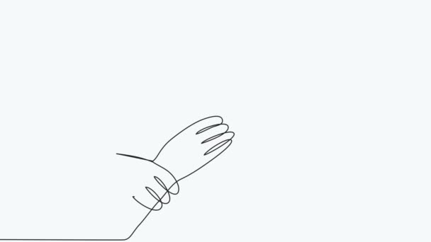 Self Drawing Continuous Line Animation Men Giving High Fives Gesture — стоковое видео
