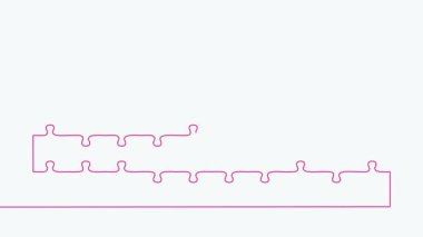 Animation of self-drawing one line, push and stack puzzle pieces to build a solid building.