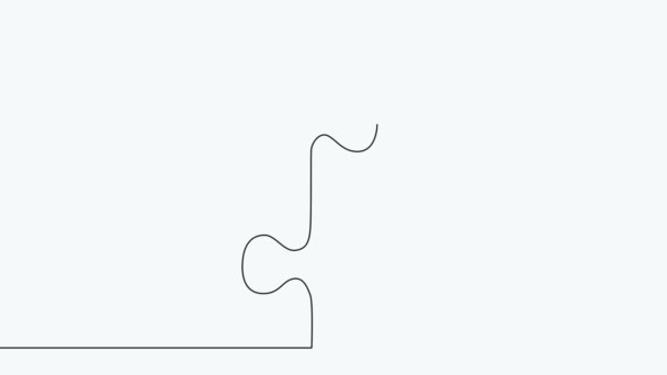 Connected Puzzle Pieces One Continuous Line Drawn Jigsaw Puzzle Element – stockvideo