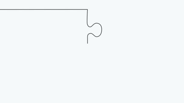 Connected Puzzle Pieces One Continuous Line Drawn Jigsaw Puzzle Element — Stok video