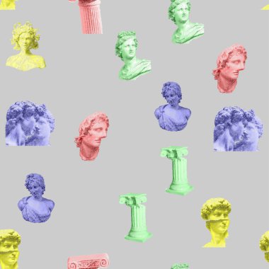 Antik Yunan insan heykeli, Roma sütunları, Yunan heykelleri, dama tahtası desenleri, pürüzsüz desenler. Antik Yunan yüzlü modaya uygun modern doku.