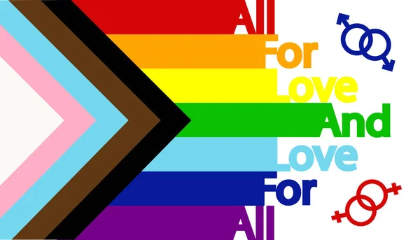 Tutto Amore Amore Tutti Bandiera Lgbt Iscrizione Orgoglio Bandiera Queer — Vettoriale Stock