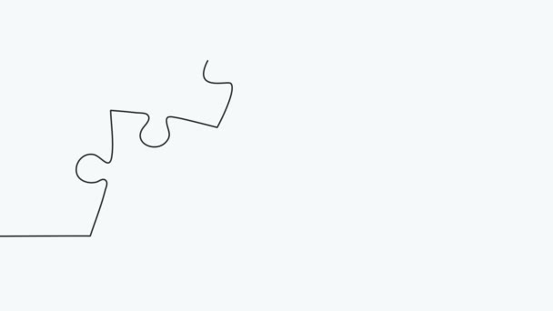Connected Puzzle Pieces One Continuous Line Drawn Jigsaw Puzzle Element — Wideo stockowe