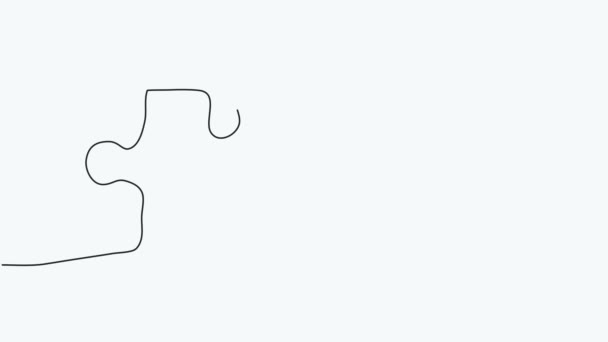 Connected Puzzle Pieces One Continuous Line Drawn Jigsaw Puzzle Element — 图库视频影像