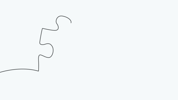Connected Puzzle Pieces One Continuous Line Drawn Jigsaw Puzzle Element — Αρχείο Βίντεο