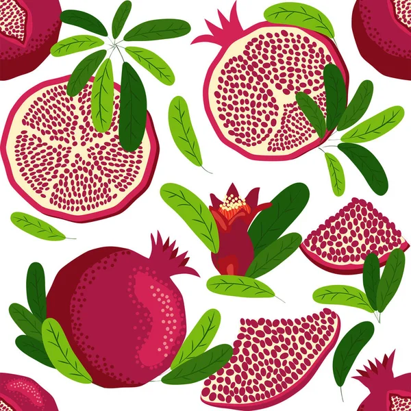 Patrón Sin Costura Con Granadas Patrones Decorativos Fruta Granada Plantilla — Vector de stock