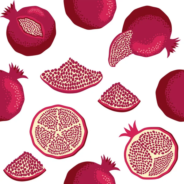 Bezproblémový Vzor Granátovými Jablky Dekorativní Vzory Granátového Jablka Elegantní Šablona — Stockový vektor