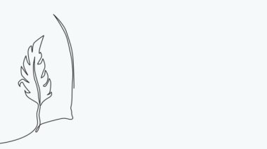 Self-drawing animation of continuous drawing of one line of feathers
