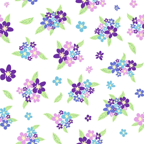 Florales Nahtloses Muster Mit Titan Lavendel Blauer Lila Kamillenblüte Und — Stockvektor
