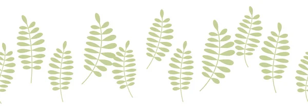 Leaves Decorative Algae Horizontal Border Seamless Pattern — Stock Vector