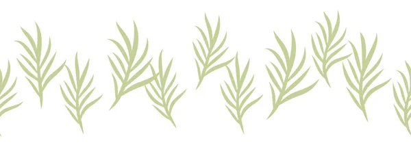 Blätter Dekorativ Algen Horizontal Rand Nahtlose Muster — Stockvektor