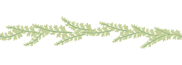 葉装飾 藻類水平境界シームレスパターン — ストックベクタ