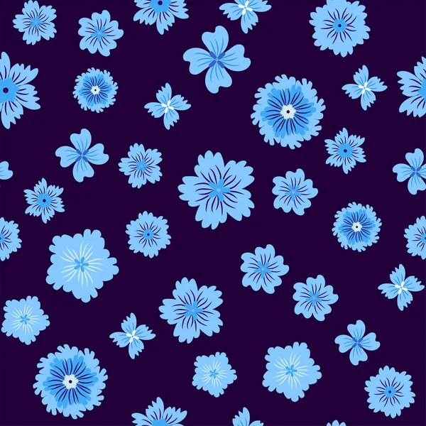 Beau Motif Floral Sans Couture Avec Des Fleurs Bleues Fleurs — Image vectorielle