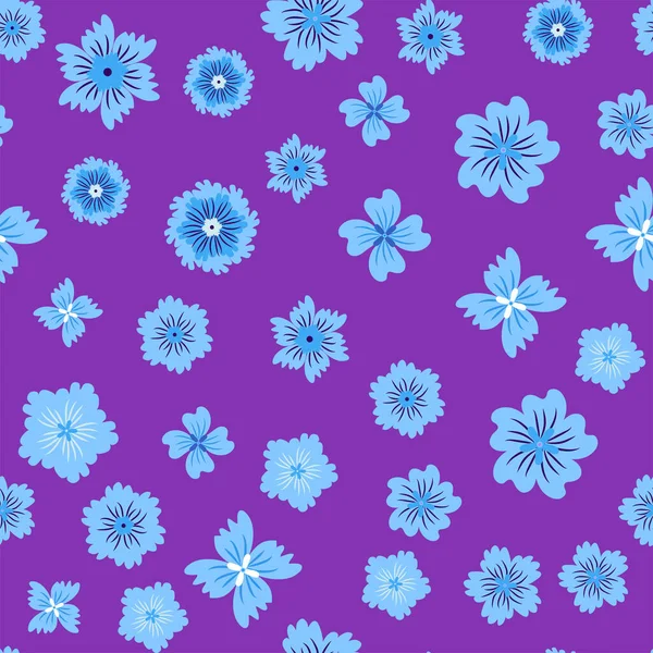 Hermoso Patrón Floral Sin Costuras Con Flores Azules Flores Silvestres — Archivo Imágenes Vectoriales